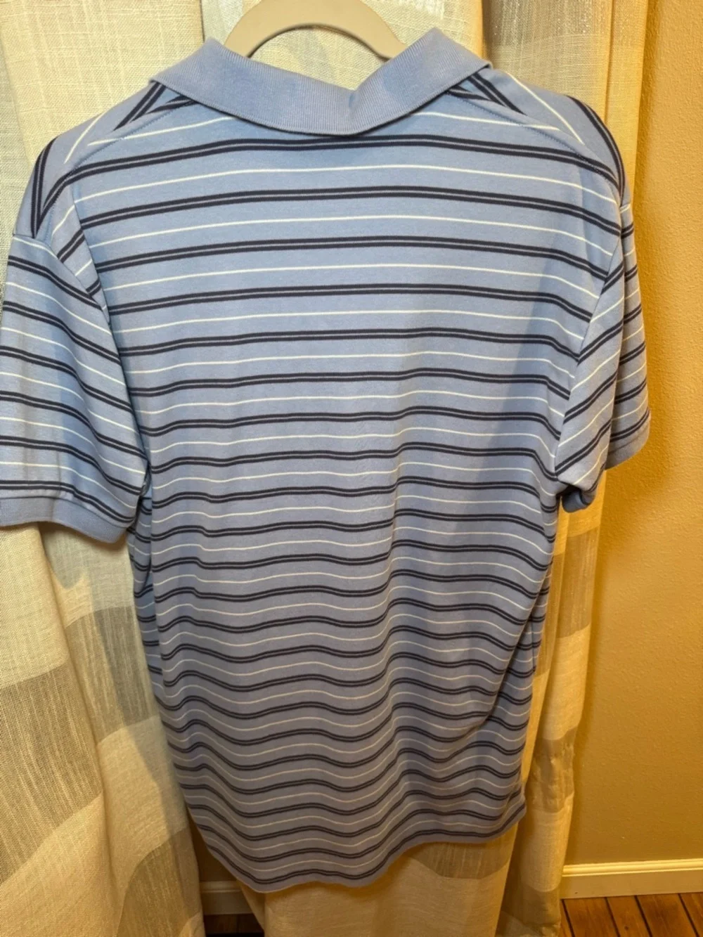 Vintage Ralph Lauren Light Blue Polo with Navy and White Stripes